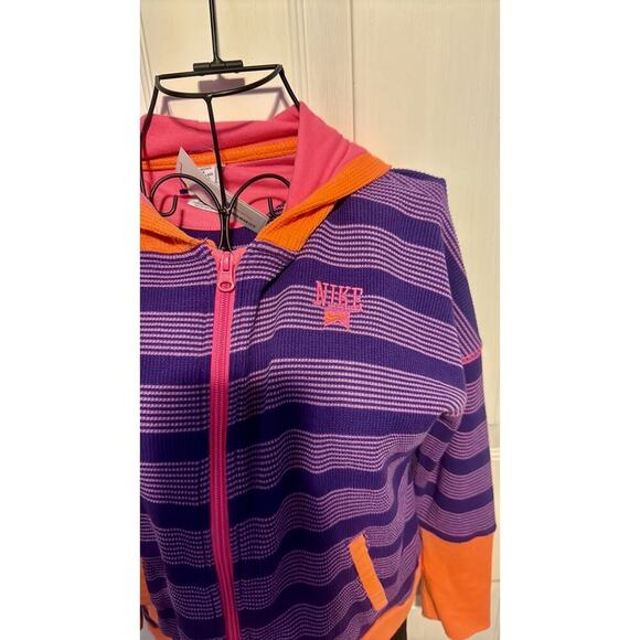 Nike Purple Striped with Orange Hood and Trim Hoodie - Picture 4 of 9